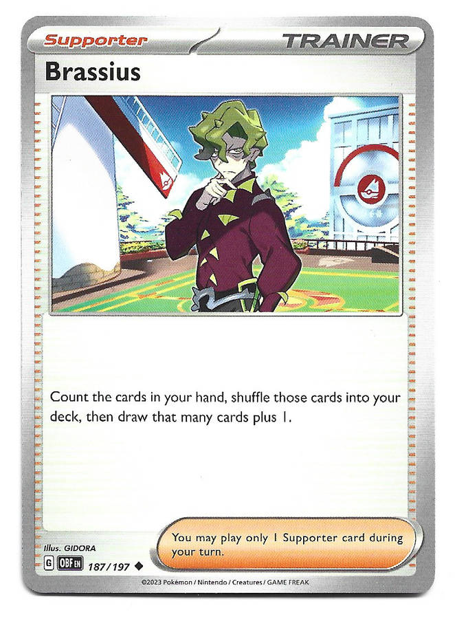 POKEMON CARD - BRASSIUS  187/197 COMMON OBSIDIAN FLAMES 2023 - MINT