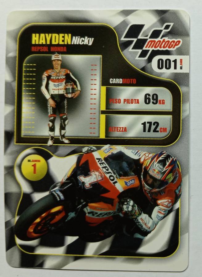 NICKY HAYDEN - MOTO GP 07 `PREZIOSI COLLECTION`  - RARE FOIL TRADING CARD 001