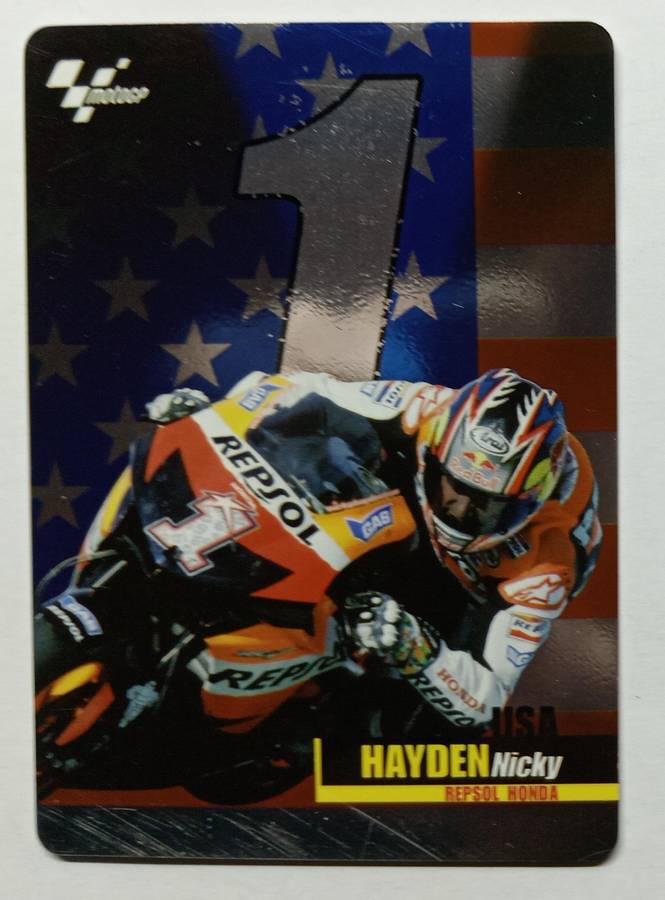 NICKY HAYDEN - MOTO GP 07 `PREZIOSI COLLECTION`  - RARE FOIL TRADING CARD 001