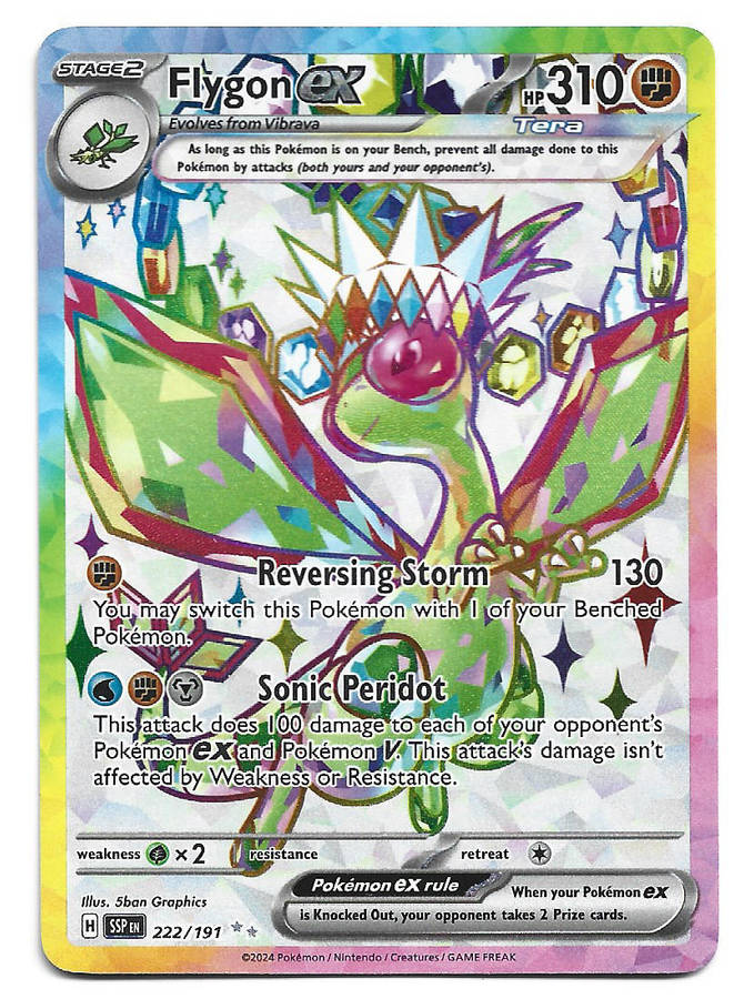 FLYGON EX  - FULL ART ILLUSTRATION HOLO D/RARE  222/191 POKEMON TCG SURGING SPARKS TRADING CARD