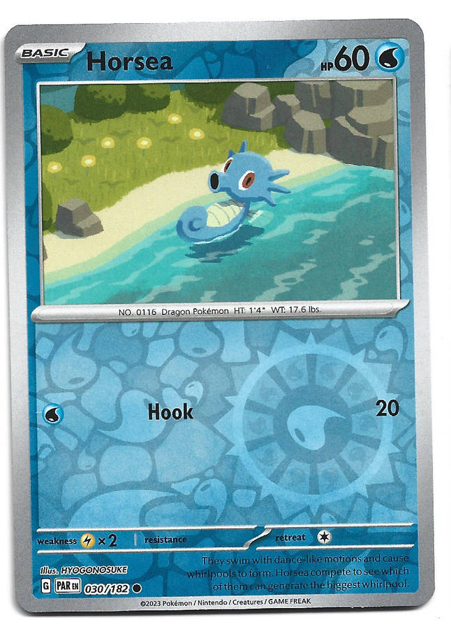 POKEMON CARD - HORSEA  30/182 REVERSE HOLO PARADOX RIFT TRADING CARD - MINT