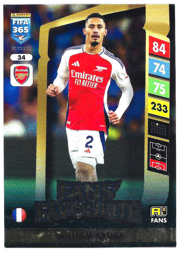 WILLIAM SALIBA - PANINI FIFA 365 COLLECTION 2025 - FOIL "FANS FAVOURITE" TRADING CARD 34