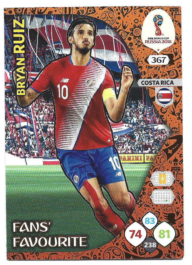 COSTA RICA - PANINI FIFA WORLD CUP 2018 RUSSIA - COMPLETE TEAM OF 10 "BASE&FOIL" TRADING CARDS