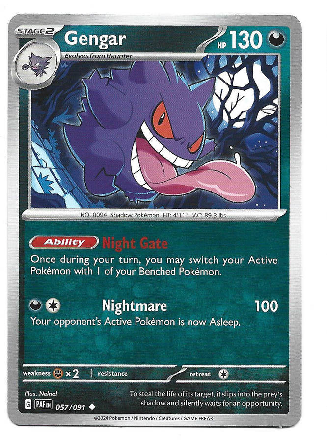 GENGAR -  COMMON  57/91 POKEMON TCG PALDEAN FATES  TRADING CARD