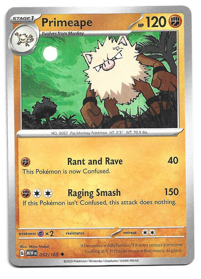 PRIMEAPE -  UNCOMMON  57/165 POKEMON TCG Scarlet & Violet 151 TRADING CARD