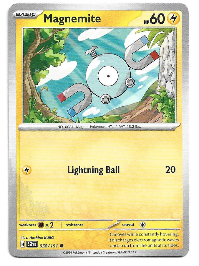 MAGNEMITE  - POKEMON TCG SURGING SPARKS  COMMON   58/191 TRADING CARD