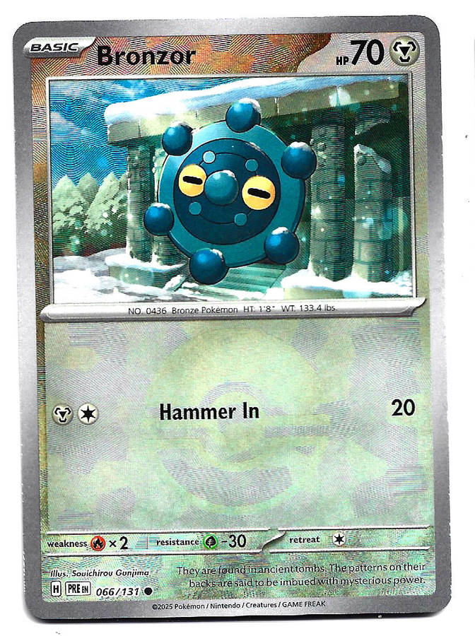 BRONZOR - R/HOLO POKE BALL PATTERN  66/131  POKEMON PRISMATIC EVOLUTIONS TRADING CARD