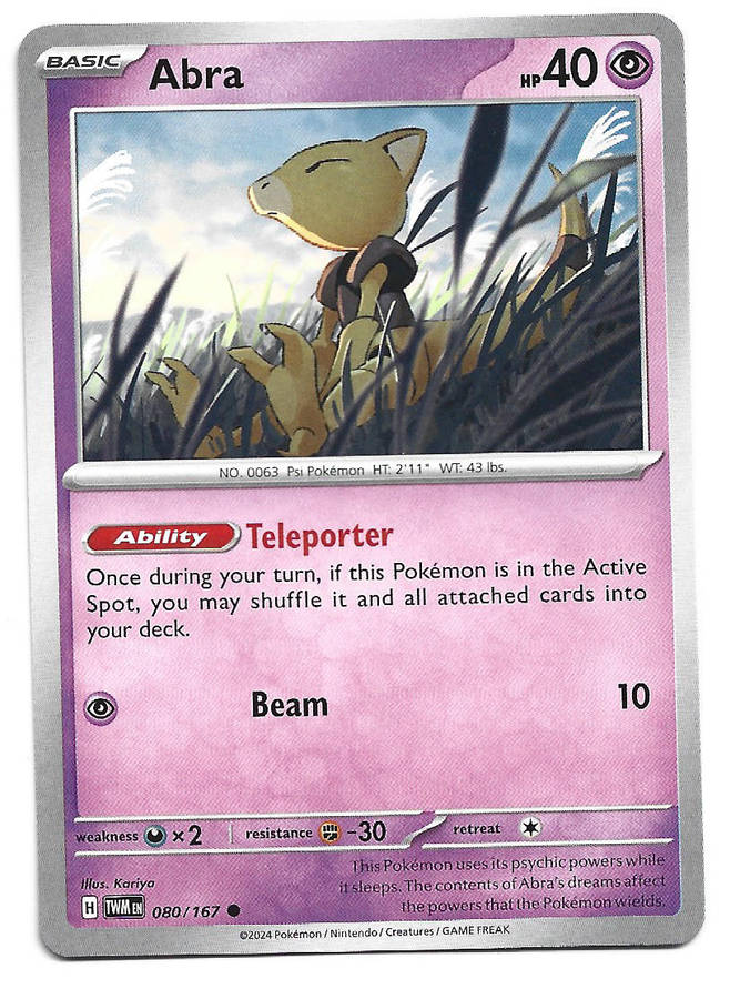 ABRA - COMMON  80/167 POKEMON TCG TWILIGHT MASQUERADE TRADING CARD