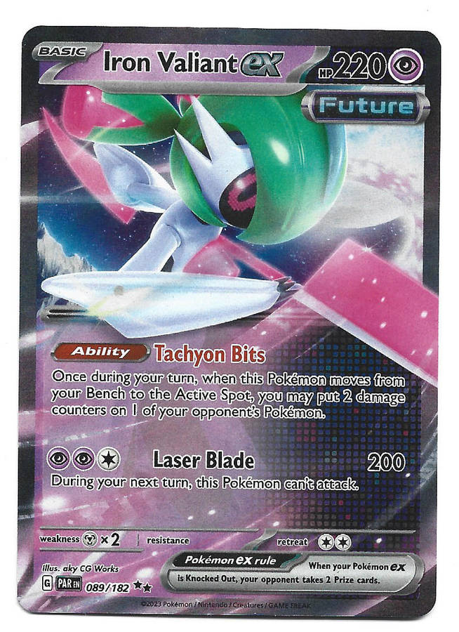 IRON VALIANT EX - HOLO D/RARE  89/182 POKEMON TCG PARADOX RIFT TRADING CARD