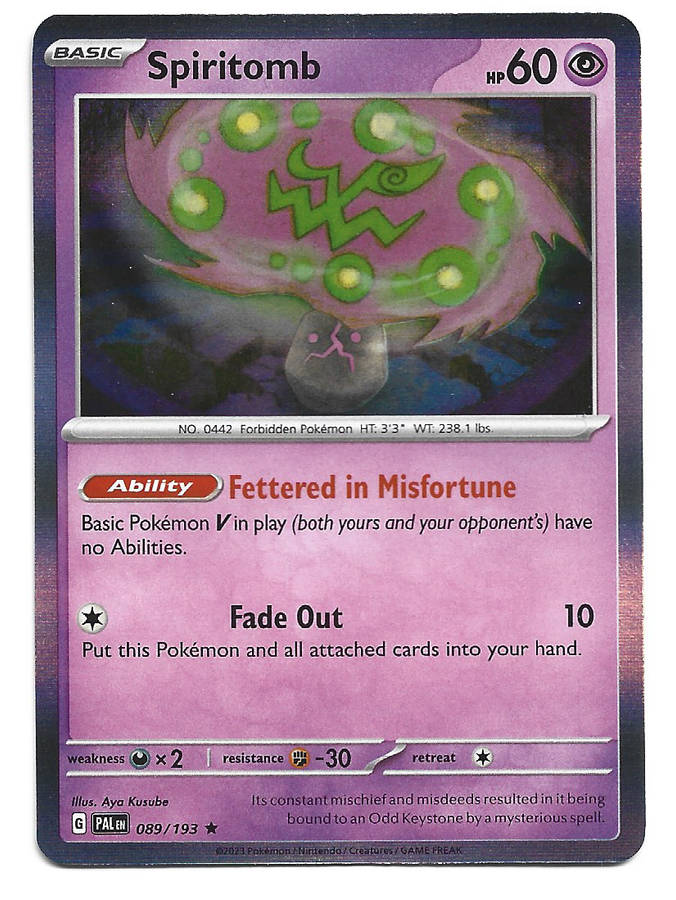 POKEMON CARD - SPIRITOMB  89/193  Rare Holo  Paldea Evolved Trading Card - Mint