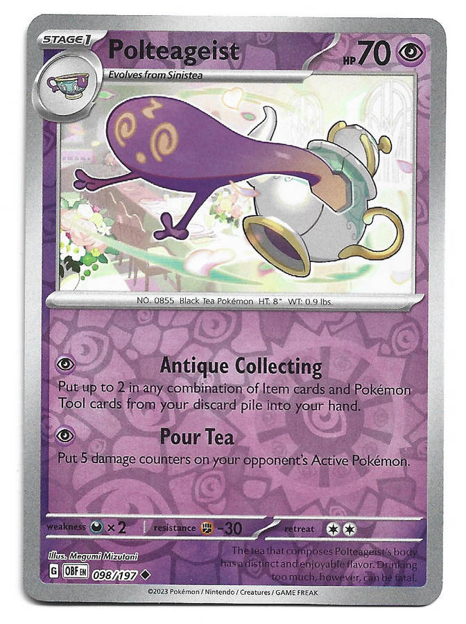 POLTEAGEIST -  COMMON  98/197  POKEMON TCG OBSIDIAN FLAMES TRADING CARD