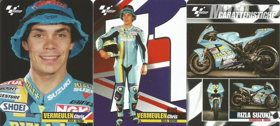 CHRIS VERMEULEN - MOTO GP 07 `PREZIOSI COLLECTION`  - RARE LOT of 4 FOIL TRADING CARDS