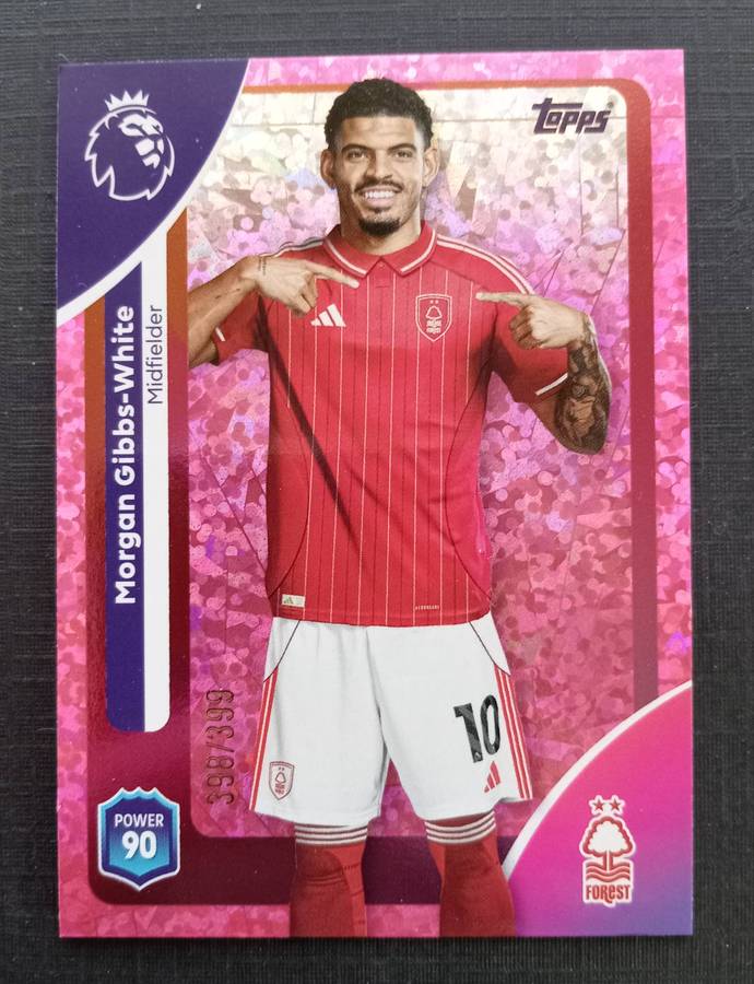 MARGAN GIBBS WHITE - TOPPS Premier League Premium 2025/26 Collection - PINK SPARKLE  Card 398 of 399