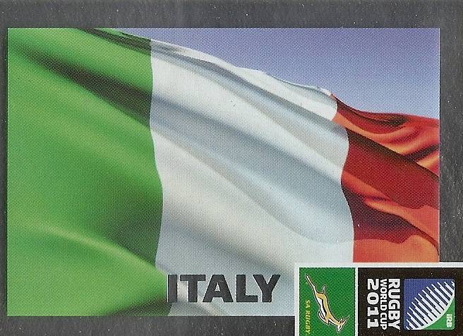 ITALY - 2011 BIG BALL RUGBY WORLD CUP COLLECTION - FOIL "TEAM FLAG" TRADING CARD 019