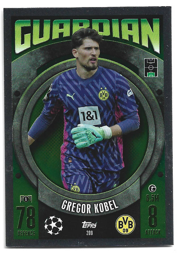 GREGOR KOBEL - TOPPS `CHAMPIONS/EUROPA LEAGUE` 2023/24 -  FOIL "GUARDIAN" TRADING CARD