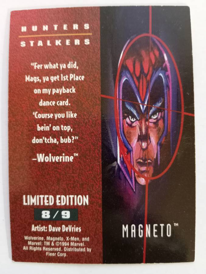 MARVEL FLEER ULTRA 1995 - `HUNTERS & STALKERS` -  MAGNETO `RAINBOW` Limited Edition Card 8 of 9
