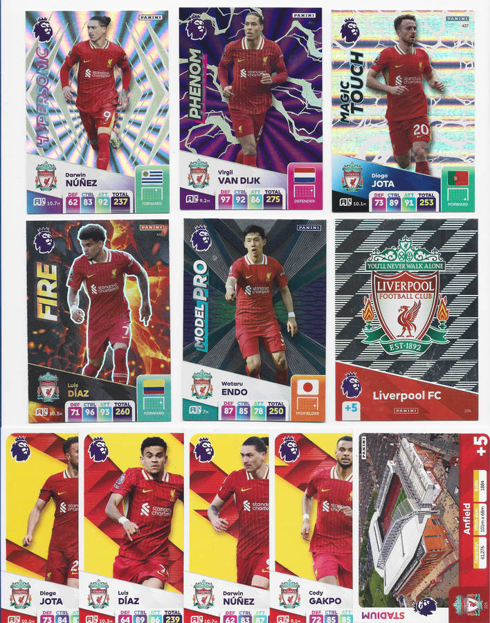 LIVERPOOL FC  - PANINI English Premier League 2024/25 - COMPLETE TEAM SET of 23 CARDS