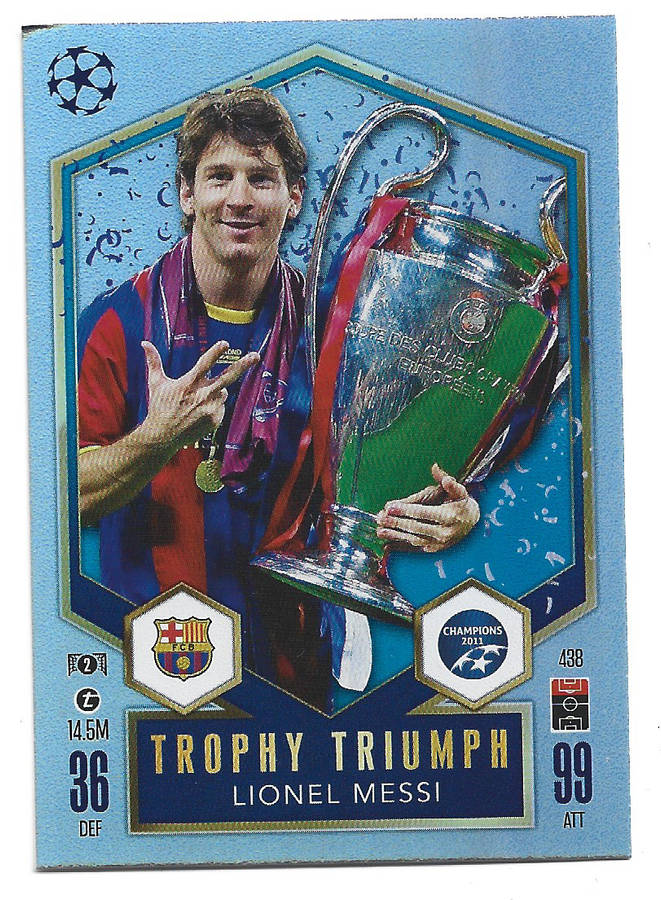 LIONEL MESSI - TOPPS UEFA CHAMPIONS LEAGUE 2024/25 Collection - FOIL "TROPHY TRIUMPH" CARD 438