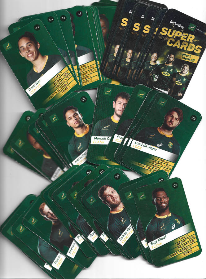 RUGBY WORLD CUP 2019 P&P COLLECTION - COMPLETE 72 CARD COLLECTION - NO ALBUM