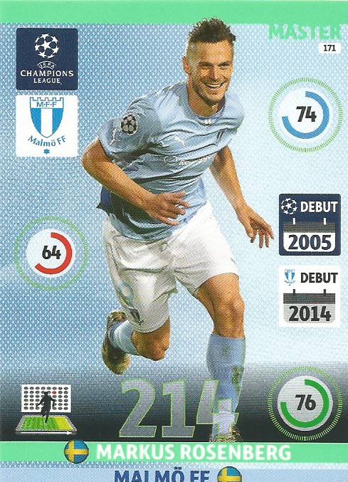 MARKUS ROSENBERG - PANINI  CHAMPIONS LEAGUE  2014/15 COLLECTION - "MASTER" TRADING CARD 171