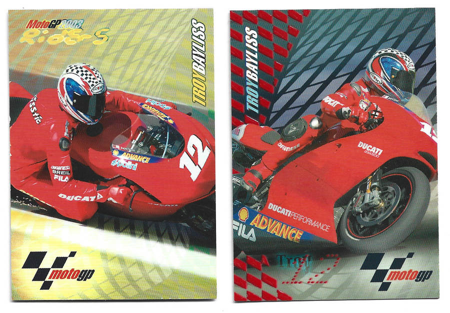 TROY BAYLISS - PANINI MOTO GP 2003 CARD COLLECTION - Lot of 2 Trading Cards