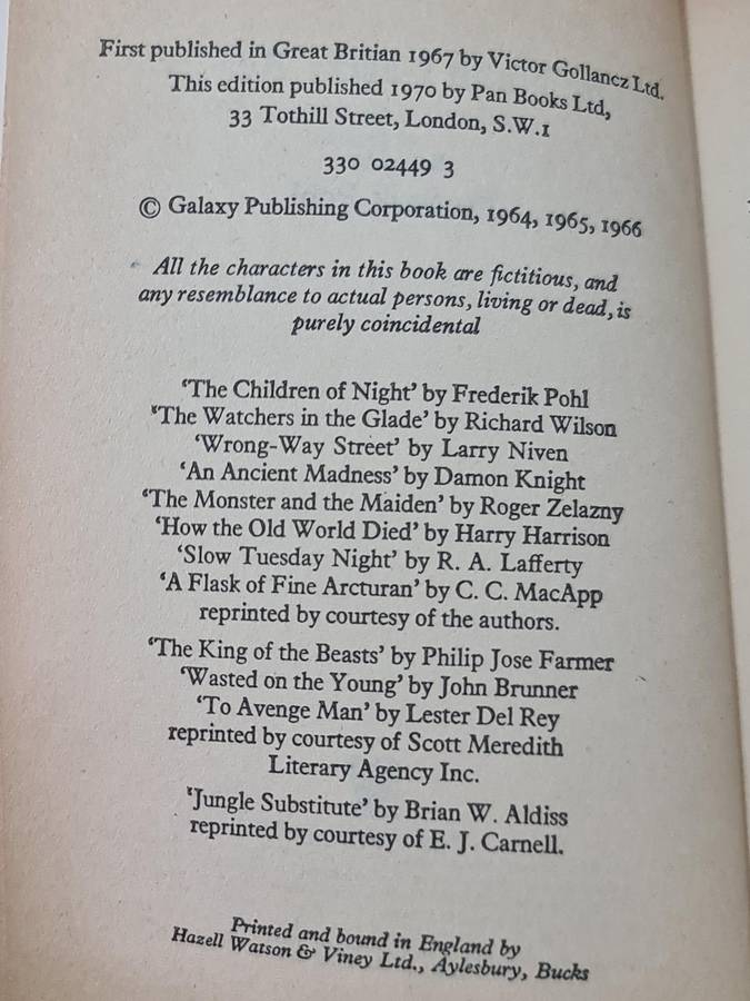 Book: The Ninth Galaxy reader  edited by Frederik Pohl Book