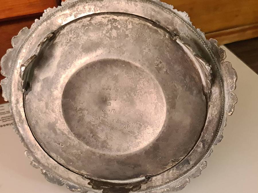 19th Century ornate pewter bowl
