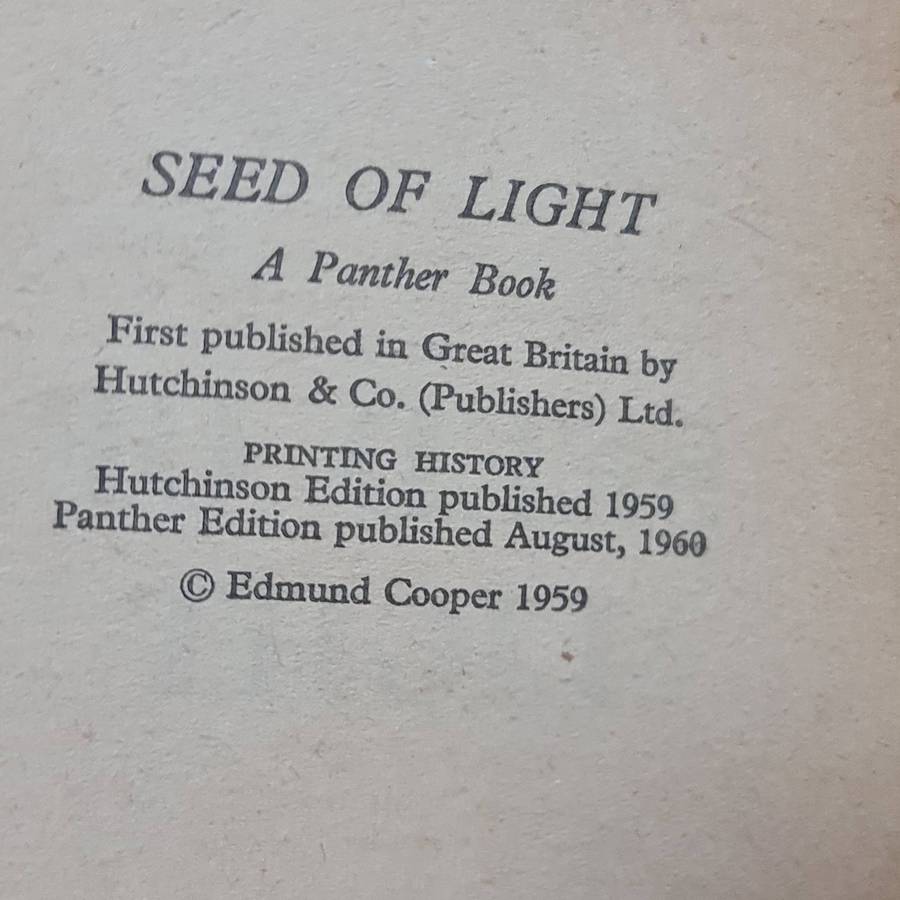 Book: Edmund Cooper: Seed Of Light - 1960