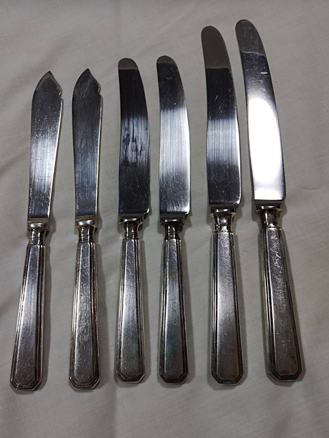 6 Different Mappin and Webb silver plated knifes