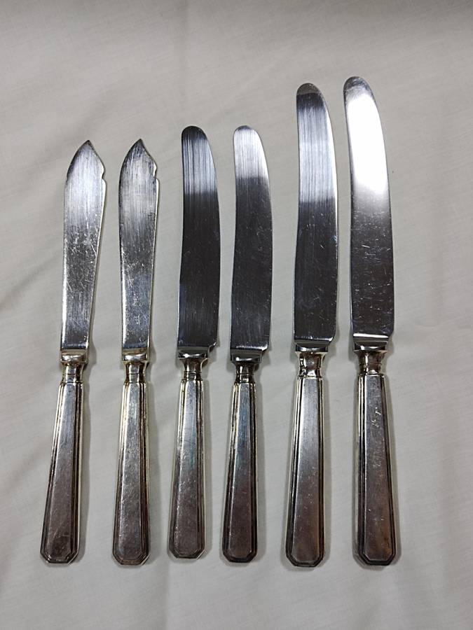 6 Different Mappin and Webb silver plated knifes