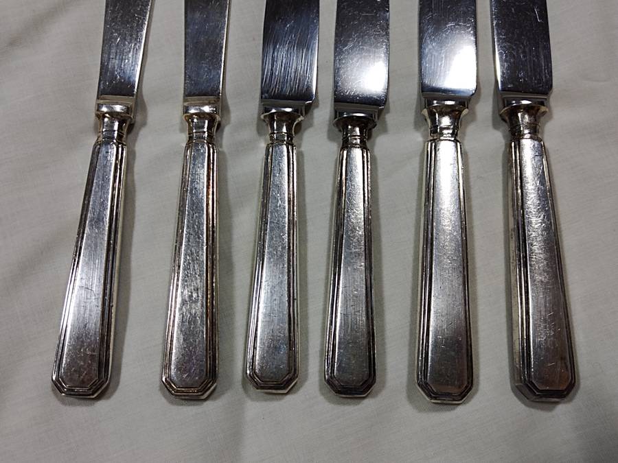 6 Different Mappin and Webb silver plated knifes