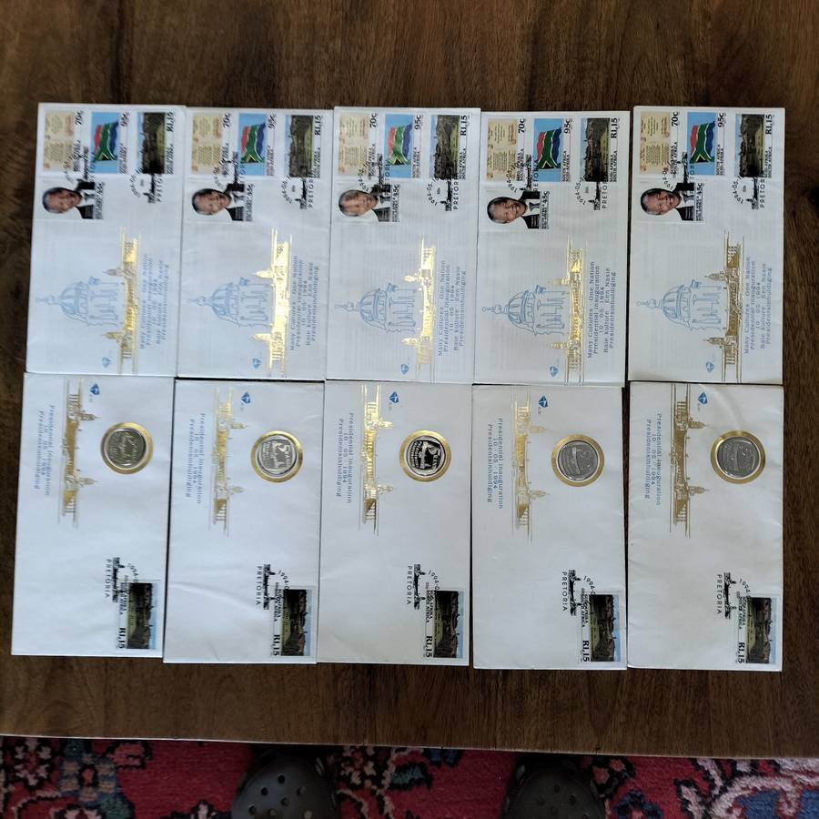 TEN 1994 MANDELA INAUGURATION COIN COVERS.