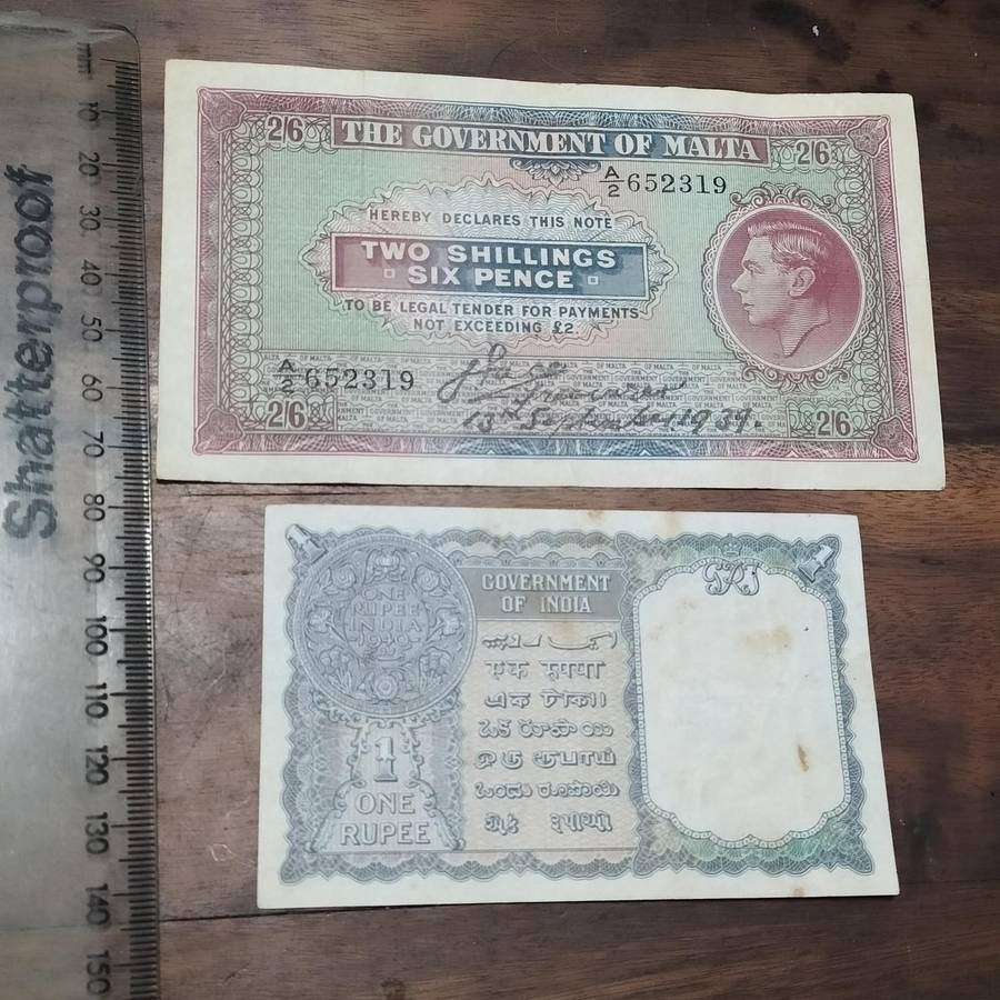 MALTA AND INDIA RARE BANK NOTES.
