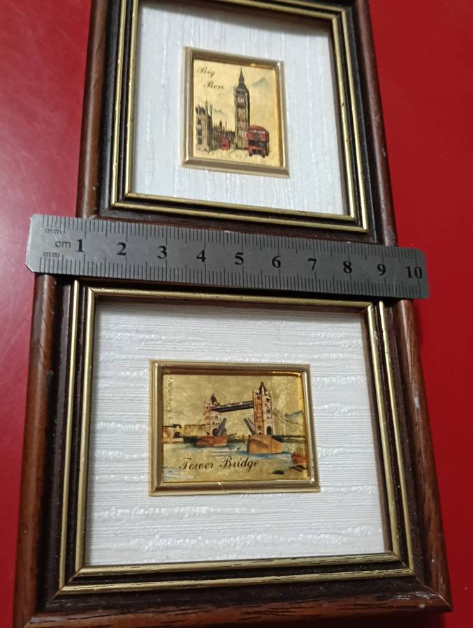 TWO MINIATURE ART WORKS ON GOLD LEAF