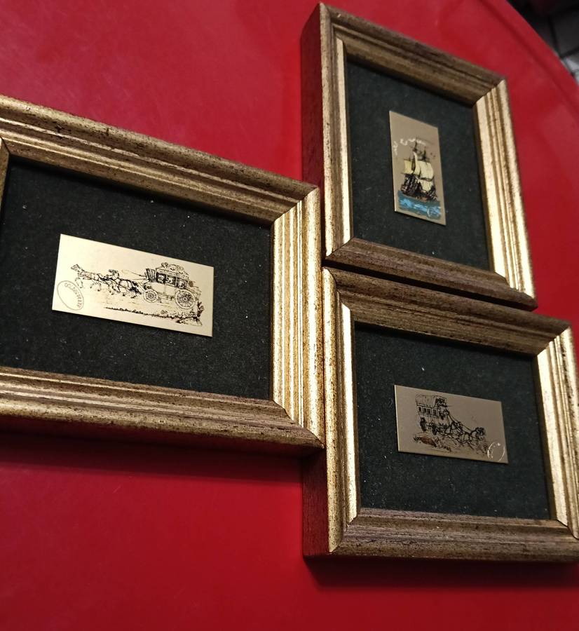 THREE MINIATURES ART WORKS ON GOLD PLATED