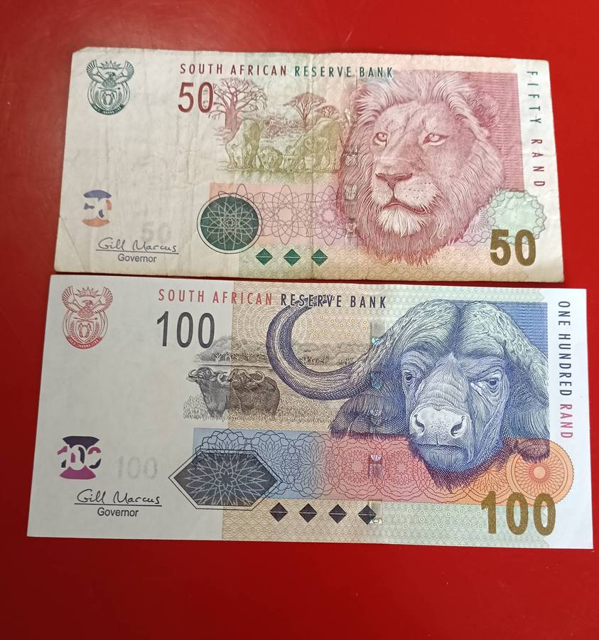 S A "GILL MARCUS" R50 AND "AA" R100 BANKNOTE.