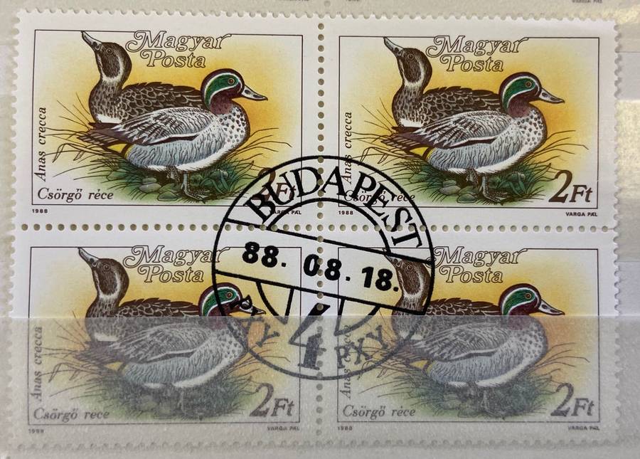 Birds - Selection of blocks, pairs, singles CTO - Hungary - Ducks Storks Cranes