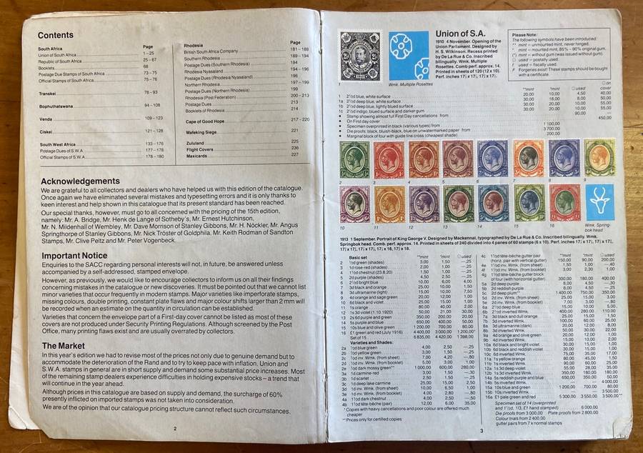 THE SOUTH AFRICAN STAMP COLOUR CATALOGUE 1990 15th EDITION SACC