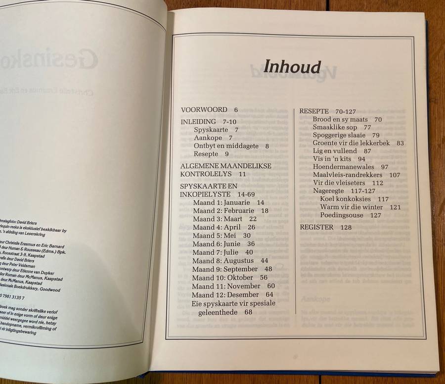 GESINSKOS - Christelle Erasmus en Eric Barnard - 'n Jaarplan-spaarplan - 1st Uitgawe 1993 - RESEPTE.