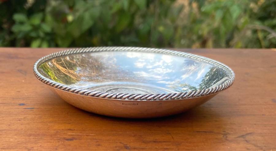 800 SWISS TEZLER SILVER  (no. 3567)  SWITZERLAND CANTON BERN COIN DISH / BOWL 5 Baht coin - 78.4g