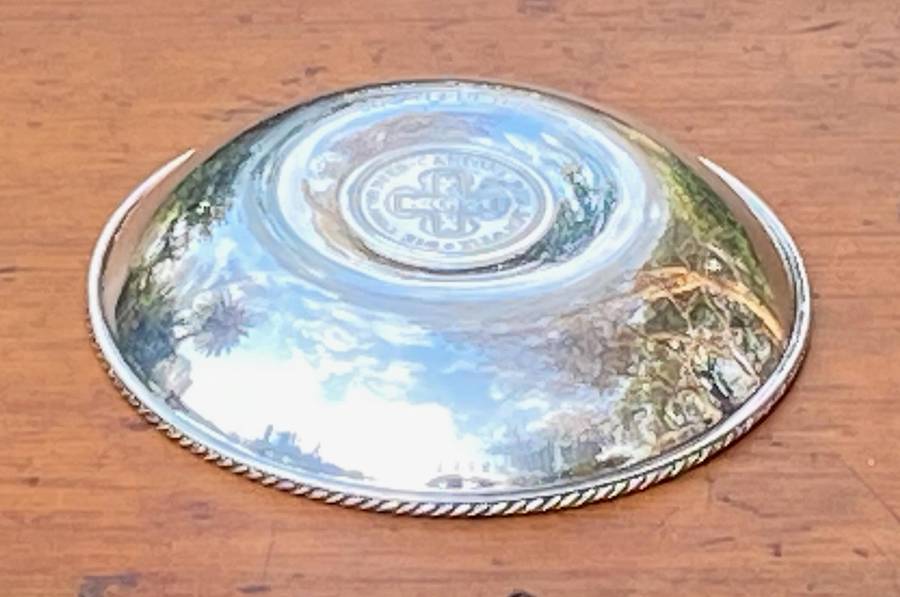 800 SWISS TEZLER SILVER  (no. 3567)  SWITZERLAND CANTON BERN COIN DISH / BOWL 5 Baht coin - 78.4g