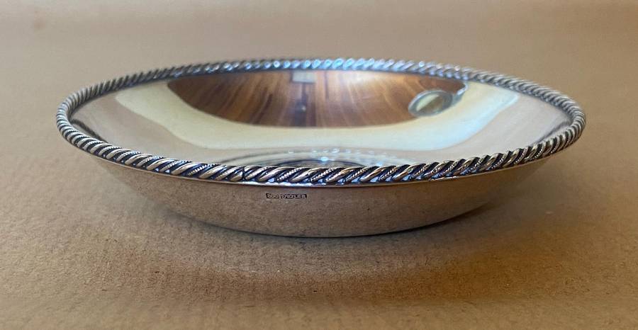 800 SWISS TEZLER SILVER  (no. 3567)  SWITZERLAND CANTON BERN COIN DISH / BOWL 5 Baht coin - 78.4g