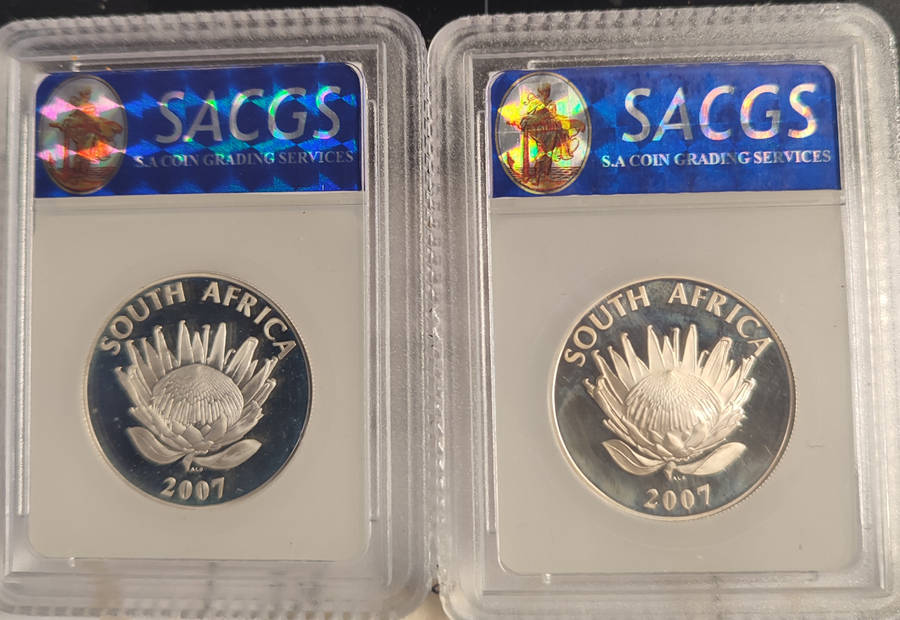 2007 MANDELA DE KLERK SILVER R1 COMBO SACGS GRADED