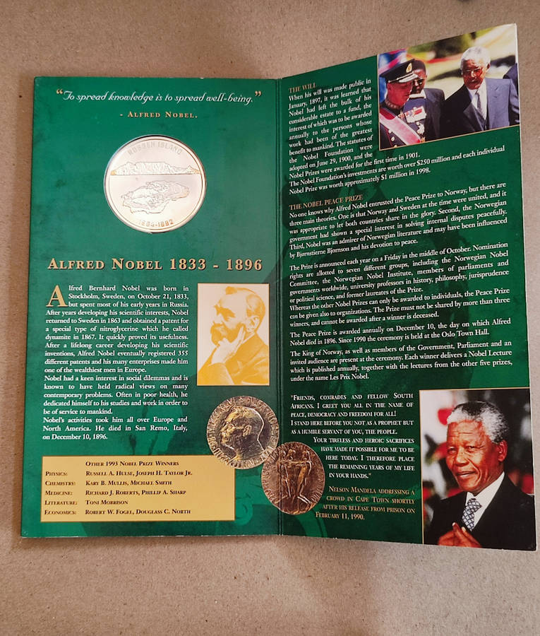1993 COMMEMORATIVE MEDAL Nelson Mandela Nobel Peace Laureate