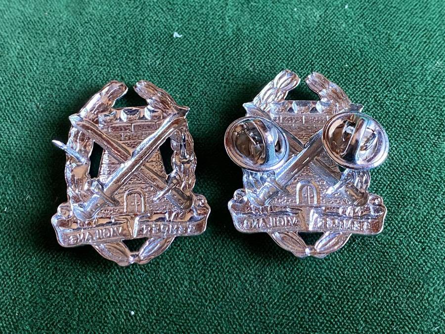 SPECIAL SERVICS CORPS,CHROME COLLAR BADGE PAIR-WORN FROM 1970'S-PINS INTACT