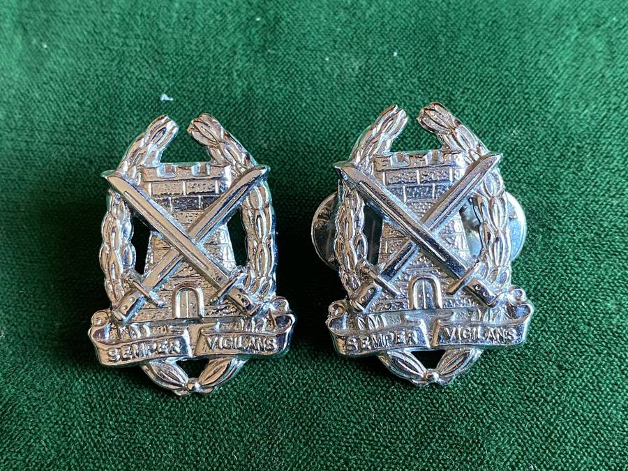 SPECIAL SERVICS CORPS,CHROME COLLAR BADGE PAIR-WORN FROM 1970'S-PINS INTACT