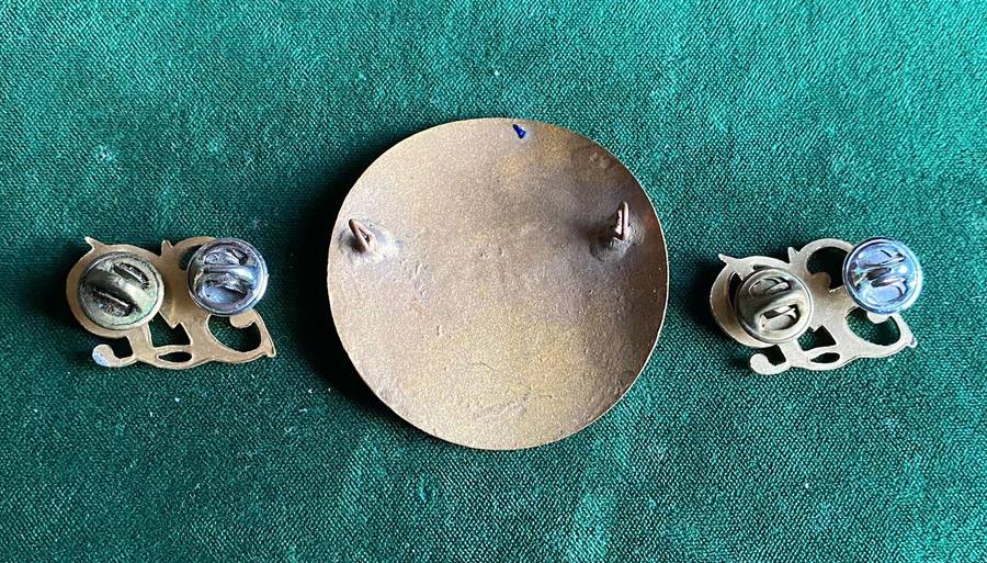 STATE PRESIDENTS GUARD,BRASS AND ENAMEL CAP AND 2 COLLARS-WORN PRE 1986-LUGS + PINS INTACT