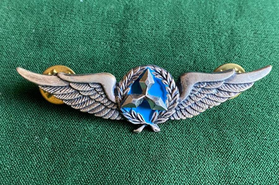 SWA AIR FORCE PILOT,OXIDISED SILVER BREAST BADGE-APPROVED IN 1988- 2 PINS