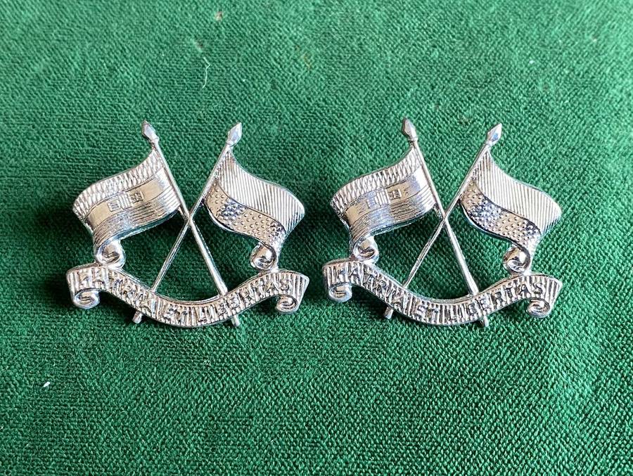 IMPERIAL LIGHT HORSE CHROME COLLAR BADGE PAIR-WORN POST 1976-PINS INTACT