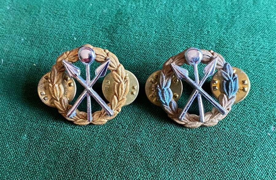 SA SUPPORT SERVICES COLLAR BADGE PAIR-WORN 1976-1983-PINS INTACT